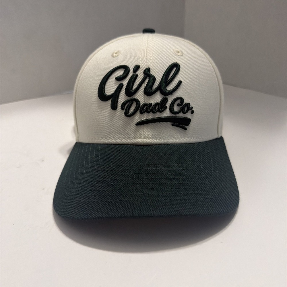 Girl Dad Co Snapback Hat Two Tone White Green Embroidered Logo Baseball Cap